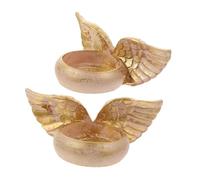 TOYANDONA 2 Pcs Angel Wings Tealight Holders Resin Candle Stands for Decor Farmhouse Living Decorative Memorial Statues with Guardian Wing Sculpture Design