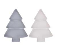 TOYANDONA 2 Pcs Christmas Tree Serving Tray: Plastic Snack Platter with 3 Compartments, Reusable Divided Serving Dish Tray for Candy, Nuts, Fruit and Veggies - Perfect for Holiday Family Gatherings