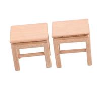 TOYANDONA 2 Pcs Miniature Wooden Stool Model Sturdy Dollhouse Furniture Tiny Chair Prop for Miniature House Layout Charming Design Enhances Realism Play Scenes