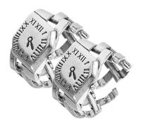 TOYANDONA 2 Pcs Roman Numerals Finger Watch Ring Silver Copper Adjustable Lightweight Comfortable Portable for Women