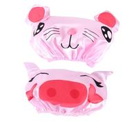 TOYANDONA 2 Pcs Shower Caps Cartoon Printed Waterproof Double Layer Bathing Hats with Elastic Band for Boys, Pink Pig and Mouse Design, Shampoo Protection
