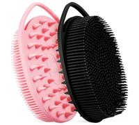 TOYANDONA 2 Pcs Silicone Body Scrubbers for Shower with Double-Sided Design, Gentle and Exfoliating Bath Brushes Featuring Two Bristle Thicknesses and Hook for Easy Hanging