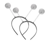 TOYANDONA 2 Pcs Silver Glitter Ball Head Boppers Lightweight Halloween Headwear for Adults and Flexible Foam Ball Headbands for Party Costume Supplies and Role Playing Events