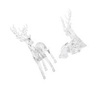 TOYANDONA 2 Pcs Transparent Acrylic Reindeer Figurines Modern Christmas Decor with Sitting and Standing Elk Statues Clear Animal Ornaments for Festive Home Tabletop Decoration