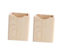 TOYANDONA 2 Pcs Unfinished Solid Wood Pen Holder with Single Compartment Thickened Wooden Container for Desk Storage DIY Painting Graffiti Organizer for Home Office Square Tube Design