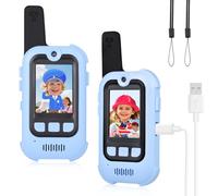 TOYANDONA 2 Pcs Video Walkie Talkies for Kids - Rechargeable Visual Children Video Intercom Toy with Usb Charging Cable & Lanyards - Perfect Birthday Present for Boys Girls (blue）