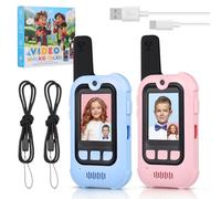 TOYANDONA 2 Pcs Video Walkie Talkies for Kids - Rechargeable Visual Children Video Intercom Toy with Usb Charging Cable & Lanyards - Perfect Birthday Present for Boys Girls (blue+ Pink）