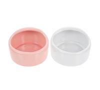 TOYANDONA 2 Pieces Small Ceramic Hamster Food Bowls, Wear-resistant Hedgehog and Guinea Pig Feeding Basins, Non-tip Pink and White Snack Bowls for Small Animals Cage Supplies