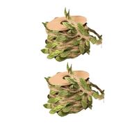 TOYANDONA 2 Rolls Cat Scratching Post Replacement Rope, 5 Meters Each, Natural Jute Twine Artificial Green Leaves for DIY Cat Grab Column Decoration and Repair