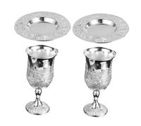 TOYANDONA 2 Set Metal Wine Goblets with Wine Blessing for Shabbat and Rosh Hashanah Elegant Chalice Cups for Jewish Holidays Bat Bar Mitzvah Wedding Traditional Judaica Celebration