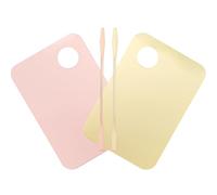 TOYANDONA 2 Sets Acrylic Makeup Blending Palettes with Spatulas, Professional Cosmetic Mixing Trays for Foundation and Concealer, Pink and Gold Acrylic Makeup Artist Tools for Beauty Salon