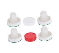 TOYANDONA 2 Sets Air Hockey Pucks and Plastic Strikers Replacement for Table Game Red and White Pucks with White Plastic Pushers Suitable for Indoor Family and Play