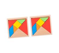 TOYANDONA 2 Sets Colorful Wooden Tangram Jigsaw Puzzle for Early Learning Educational Brain Development Montessori Puzzle for Preschool Age