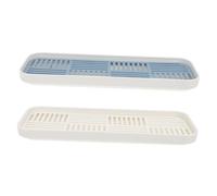 TOYANDONA 2 Sets Double-layer Draining Teapot Tray Set Rectangular Tea Cup Serving Trays in White and Blue Practical Storage Organizer for Home Office Tea Shop and Stylish Design