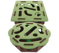 TOYANDONA 2 Sets Felt Cat Puzzle Maze Box Iron Bells, Interactive Kitten Exercise for Indoor Play, Square and Flower Shape Cat for Mental Stimulation and Exercise