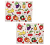 TOYANDONA 2 Sets Fruit Jigsaw Educational Puzzle Plaything for Creative Early Learning Puzzle with Easy Grip Fruit Shapes Parent Interactive Game for Boys