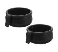 TOYANDONA 2 Sets Gamecock Water Bowl Poultry Feeding Bowl Save Space Easy to Clean Rubber Black Farm Chicken Pigeon Friends Or Family Who Have Chicken and Pigeons