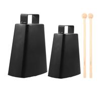 TOYANDONA 2 Sets Hand Percussion Cowbell with Stick Metal Iron Cow Bells for Drum Set and Sporting Events Friendly Lightweight Design for Early Music Education and Motor Skills Development