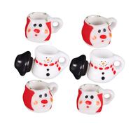 TOYANDONA 2 Sets Miniature Ceramic Snowman Tea Set for Dollhouses Porcelain Teacups and Teapot with Detailed Craftsmanship Smooth Finish Holiday Decoration for Pretend Play and Collectible