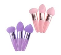 TOYANDONA 2 Sets Multifunctional Beauty Makeup Sponge Pen Set 6pcs Makeup Sponge Tools with Pink and Purple Soft Cosmetic Blending for Professional Face Foundation and Concealer Application