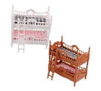 TOYANDONA 2 Sets Realistic Miniature Dollhouse Bunk Bed Brown White Detailed Bedroom Furniture Accessories for Interactive Role Play and Spatial Learning in Dollhouse Scenes