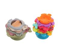 TOYANDONA 2 sets Stacking Cups Fish and Animal Shaped for Fine Motor Skills Development Interactive Learning Water Play for Early Education