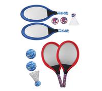 TOYANDONA 2 Sets Tennis Racket Set Lightweight Plastic Badminton and Tennis with Soft Mesh Balls and Shuttlecocks for Boys Outdoor Beach