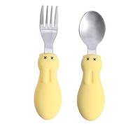 TOYANDONA 2 Sets Training Food Short Handle Self Breast Pads Disposable Paper Mache Animals Fork Flatware Training Rabbit Baby
