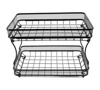 TOYANDONA 2-Tier Detachable Fruit Basket for Countertop, Black Mesh Snack and Vegetable Storage Organizer, Multi-Layer Kitchen Produce Bin for Home Use
