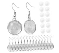 TOYANDONA 20 Pairs DIY Blank Bezel Tray Earrings with Round Flat Sublimation Pendants Smooth Surface Wire Hook Earrings for Women Jewelry Making Craft Supplies