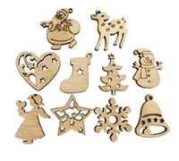 TOYANDONA 200 pcs Christmas Wooden Ornaments Unfinished Christmas Wooden Piece for DIY Wood Crafts Tree Hanging Decoration