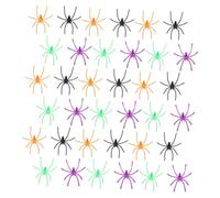 TOYANDONA 200pcs Halloween Spiders Multi-color Plastic Trick Props Realistic Spooky Decorations for Indoor Outdoor Haunted House and Party Use