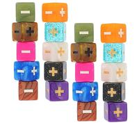 TOYANDONA 20pcs Acrylic Math Sign Dice for Educational Counting Game Teaching Tool with Plus Minus Symbols Fall-resistant Dice for Classroom Learning and Hand-eye Coordination Random Color