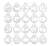 TOYANDONA 20Pcs Christmas Cookie Stencils Set, Hollow Coffee and Cake Decorating Templates, Reusable Latte Art and Dessert DIY Painting Tools for Holiday Baking