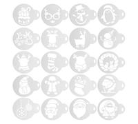 TOYANDONA 20Pcs Christmas Themed Plastic Cookie and Coffee Stencils DIY Painting Templates for Cake Mousse Decoration Baking Tools