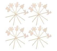 TOYANDONA 20pcs Christmas Wooden Fairy Wands for DIY Painting Fairy Stick Craft Kit with Snowman Reindeer Designs Holiday Party Cosplay Decoration