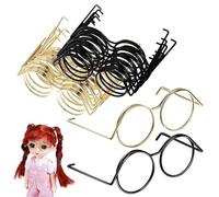 TOYANDONA 20pcs Mini Doll Glasses Metal Wire Rim Clear Eyewear Fabric Dress Up Eyeglasses Classic Retro Small Sunglasses for Crafts Pets Costume Cosplay