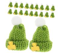 TOYANDONA 20Pcs Mini Irish Green Hats for Dolls Patrick's Day Party Accessories Tiny Knit Duck Hats with Bow Tie for Festive Decorations and Holiday Celebrations