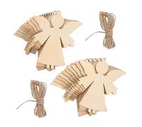 TOYANDONA 20pcs Rustic Wood Angel Cutouts with Hanging and Rope Unfinished Wooden Ornaments for DIY Crafts Wedding Decorations Party Favors Multipurpose Embellishments