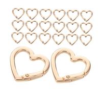TOYANDONA 20pcs Zinc Alloy Heart Shaped Carabiner Clips with Reliable Spring Mechanism Compact Portable Mini Keychain Clasps for Backpack Dog Leash Water Bottle Holder Snap Buckles