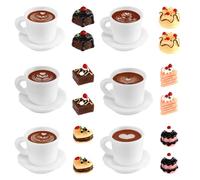 TOYANDONA 24 Pcs Miniature Food: 1:12 Scale Dollhouse Food Kitchen Decoration, Coffee Mugs Faux Cakes Dessert Model for Kids Pretend Play for DIY Dollhouse Display Cake Toppers