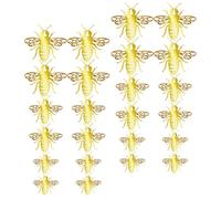 TOYANDONA 24pcs 3D Bees Wall Decorative Stickers in Golden Paper Material, Three-Dimensional Simulated Bee Shape, Not Easy to Fade or Deform, for Wedding and Door Home Wall Decor