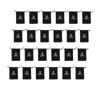 TOYANDONA 24pcs Black Pirate Skull Drawstring Bag for Coins and Props Portable Polyester Pouch with Unique Pirate Design and Halloween Themed Activities