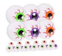 TOYANDONA 24pcs Bouncing Fake Eyeballs for Halloween Party Decorations Scary Hollow Plastic Eyeballs Purple Orange Green Creepy Props for Haunted House Supplies