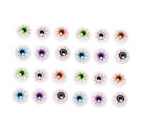 TOYANDONA 24pcs Colorful Hollow Halloween Eyeballs Bouncy Fake Eye Balls for Scary Party Decorations DIY Craft Props Red Black Orange Purple Green Blue