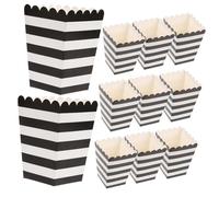 TOYANDONA 24Pcs Greaseproof Paper Popcorn Boxes Striped Snack Buckets for Movie Nights Birthday Parties Weddings Portable Cardboard Containers for Candy Biscuits