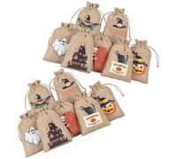 TOYANDONA 24pcs Halloween Drawstring Bag Linen Party Goodies Pouch with Safe and Reliable Drawstring Design for Halloween Party Packaging and Treat Storage