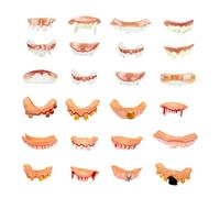 TOYANDONA 24Pcs Halloween Fake Teeth Gnarly Teeth for Costume Parties for Cosplay and Horror Themes Includes Solid Pearlized Styles
