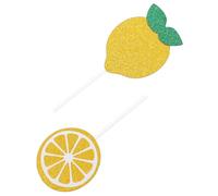 TOYANDONA 24pcs Lemon Cake Toppers Set with 12pcs Cake Inserts for Birthday and Shower Party Decorations, Non-edible Yellow Cupcake Picks for ’s Party Supplies