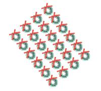 TOYANDONA 24pcs Mini Christmas Wreath Garland 3CM Sisal Fiber Green Hanging Decor Bow for Holiday Party Dollhouse Landscape Ornament